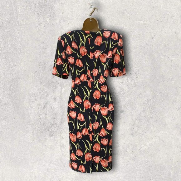 Vintage Fink Floral Sheath Dress, Size 10 - Picture 4 of 4